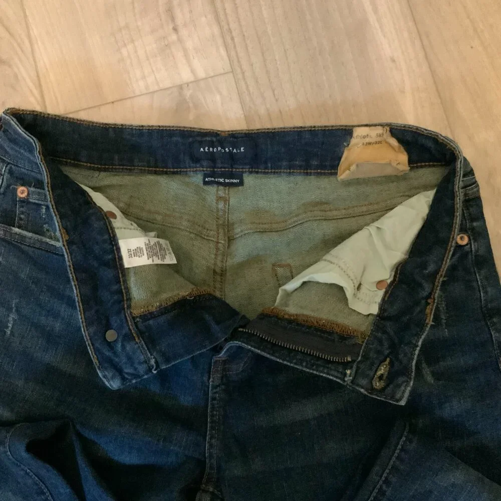 Aeropostale Athletic Skinny 33x32 Denim Blue Jeans